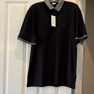 Calvin Klein Black Polo with black and  white Accents